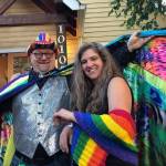Matt Beurksen and Jessica De Wire showed their pride at the opening of a 2019 Vashon Heritage Museum exhibit, In and Out: Being LGBTQ on Vashon (Tom Hughes Photo).