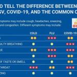 Image from the National Foundation for Infectious Diseases
You can identify various respiratory illnesses based on symptoms. COVID-19 may include nausea, vomiting, diarrhea, and some other symptoms, but the only sure way to know if you have COVID is to take a test. Tests are available at the local Vashon Pharmacy or by leaving a message at Vashon Medical Reserve Corps’ helpline at 844-469-4554.