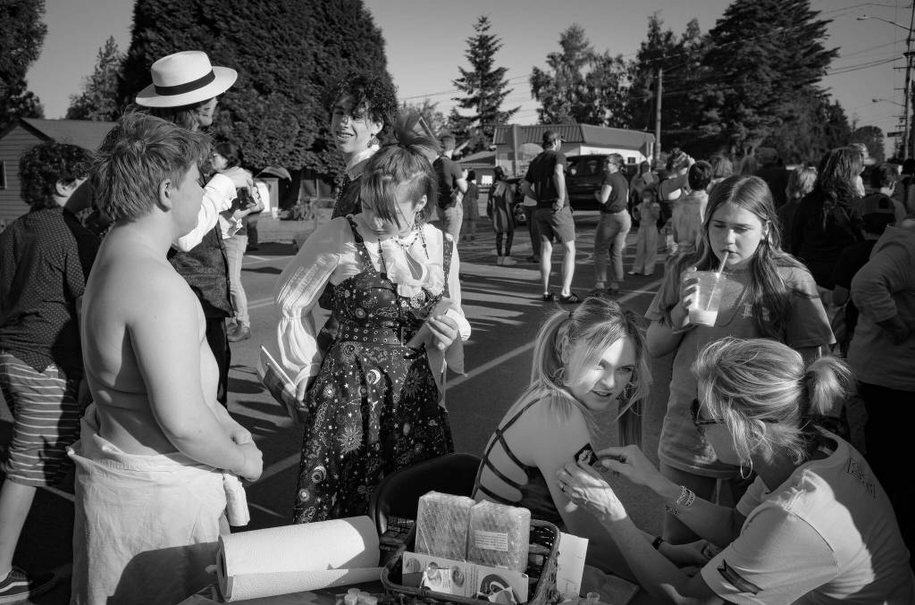 Young people soak in the festivities June 7 at the Pride Street Dance on Vashon. Kent Phelan photo.