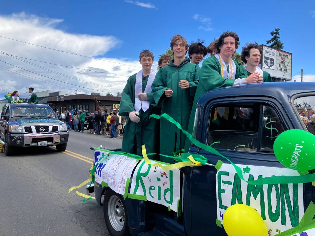 Elizabeth Shepherd Photo
This truckful of teens included Cash Cochran (far left), who returned to the island just in time for the parade after a hospital stint and surgery in Seattle, much to the joy of his friends and family.