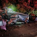 One of two cars that were totaled in a late-night crash on Vashon Highway on July 4. (Vashon Island Fire Rescue photo.)