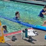 These kids are getting lessons from Vashon Park District instructors at Vashon Community Pool. Swimming lessons are available on-island at multiple locations for people of all ages. (Courtesy photo.)