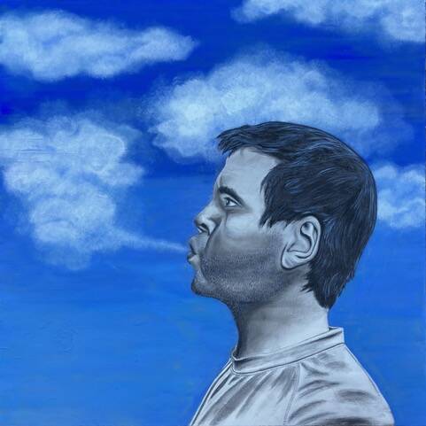 Cloudy, by Dot Cherch, will be on view in a show devoted to the color blue at VALISE Gallery. (Courtesy photo)