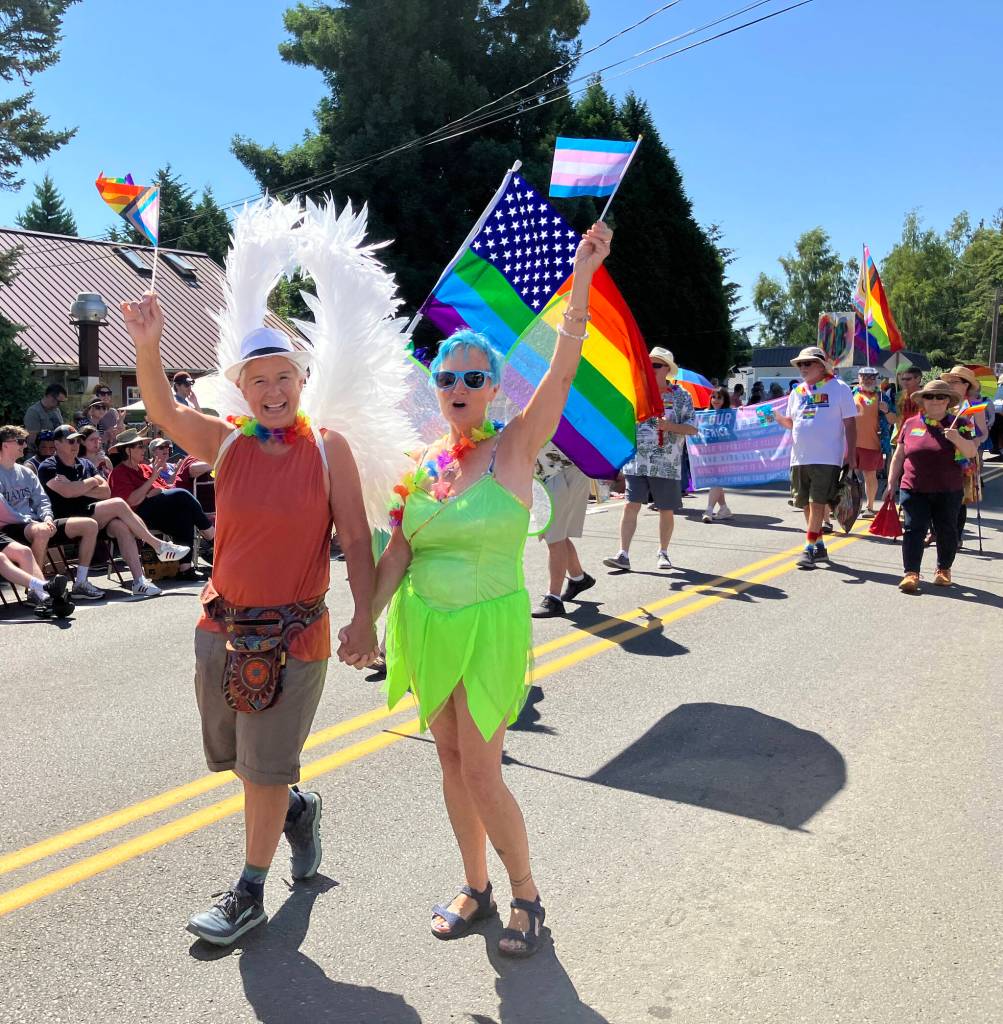 Vashons Pride delegation brought big smiles and rainbow colors to the parade. (Elizabeth Shepherd photo)