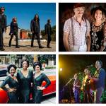 Upcoming bands to play Concerts in the Park are (top, left to right) Incendio, Adrian & Meredith, (bottom) The Jewel Tones, and Trolls Cottage. (Courtesy photos)