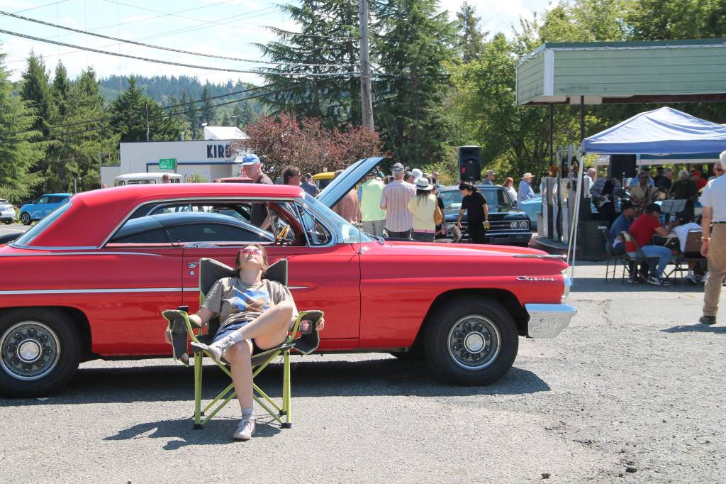 A wild thunderstorm passed over the island on Saturday night, but Sunday brought perfect sunbathing weather to the car show. (Tom Hughes photo)