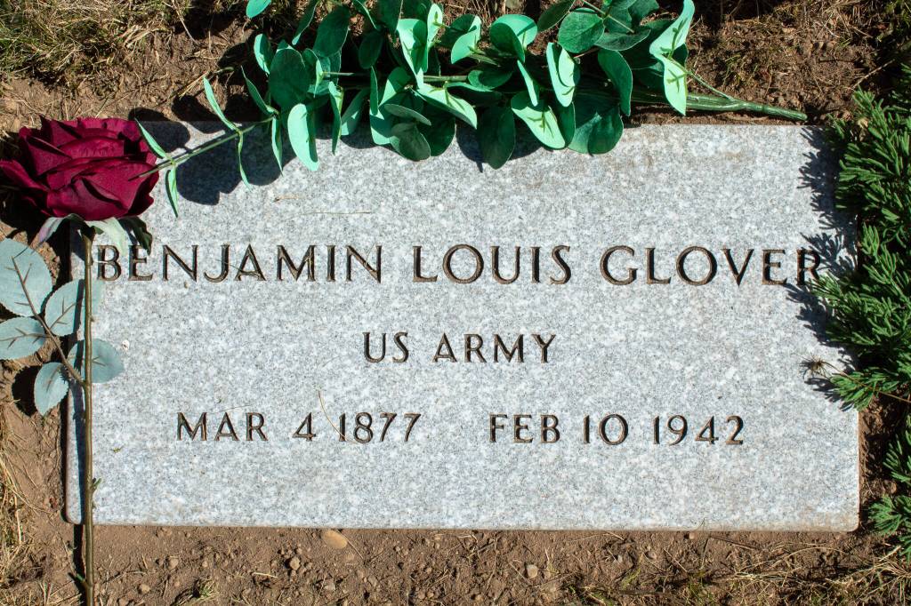 Benjamin Louis Glovers gravestone is now on display at Vashon Cemetery. A Buffalo Soldier and veteran, he spent thirty years in the Army and became a music teacher after his service concluded. (Alex Bruell photo)