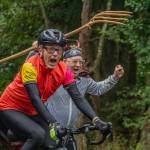 Jim Marsh cheers on a rider during the Passport2Pain bike ride on Saturday, September 14. (Alex Bruell photo)