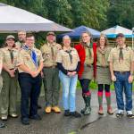 Aspen Anderson photo
From left to right: Mickey Fontaine, Lander Fontaine (Eagle Scout #107), Cathy Winjum (Committee Chair), Matt Fontaine (Assistant Scoutmaster), Everett Hatfield (Eagle Scout #106), Andrew Casad (Scoutmaster), Katherine Grace (Committee member), Jenny Gogarten (Pack 275 Cubmaster), Stephanie Gogarten (Pack 275 Committee Chair), Devon DeLapp (Scoutmaster), Andy Johnson (Committee member)