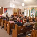 More than 60 people turned out in person to the Vashon Presbyterian Church on Thursday, Sept. 19 for a Vashon-Maury Island Community Council meeting that focused mostly on the upcoming Seattle Indian Health Board's Thunderbird Treatment Center and on details of the county's comprehensive plan process. (Alex Bruell photo)
