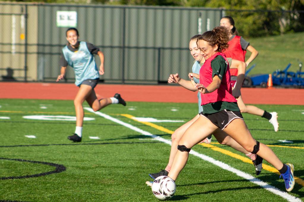 Alex Bruell photo
The Vashon girls soccer team scrimmages on the afternoon of Sept. 30.