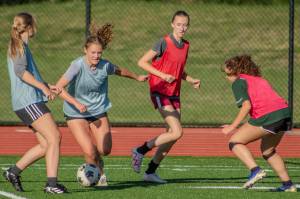 Alex Bruell photo
The Vashon girls soccer team scrimmages on the afternoon of Sept. 30.