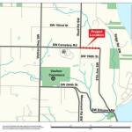 This image shows, in red, where Cemetery Road will be closed for much of November for drainage improvement work. (King County Roads image)