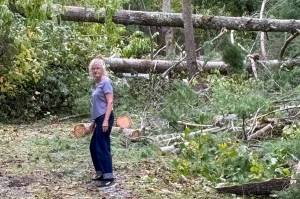 Debra Twersky surveys the backyard of their Airbnb, taking in the aftermath of Hurricane Helene. (Jeff Twersky photo)