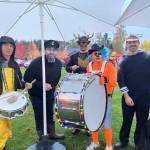 Members of the islands own VasHonk community band showed up ready to make a joyfully spooky noise in the night. (Elizabeth Shepherd photo)