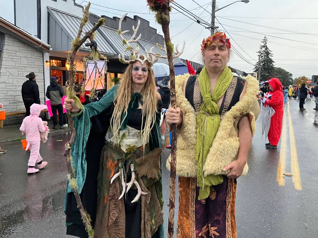 Jessica Share and Aaron Long dressed up in their best bog witch and viking finery. (Elizabeth Shepherd photo)