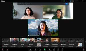 In this screenshot from Sunday's candidate forum, attendees listen to pitches from Csenka Favorini-Csorba, Emily Alvarado and Brianna Thomas for 34th Legislative District seats.