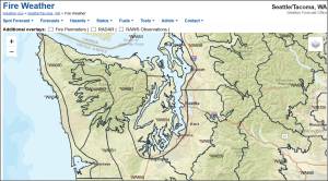 Fire Weather Zone WA654: According to the National Weather Service (NWS), Vashons fire weather zone (WA654, center of map) has not had a Red Flag fire danger warning since 2016. You can monitor fire weather forecasts at <a href="https://tinyurl.com/NWSFireWX">tinyurl.com/NWSFireWX</a>. (Courtesy photo)