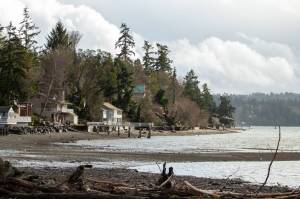 Alex Bruell photo 
The smell of the sea, the cries of gulls and the sounds of crashing waves; there are many reasons Vashon Islanders might choose to live by the water, such as in this photo taken near Portage, but low-cost property usually isn’t one of them. Taxes on non-waterfront homeowner’s bills will be about 1.5% down from last year. However, folks whose houses are on the waterfront (about a quarter of Vashon’s houses) will see their bills go up more than 5%, on average.