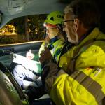 In a recent exercise, six groups of Vashon CERT volunteers like this one traveled predetermined assessment routes. Within an hour, the CERT teams had noted the status of critical locations all over the island ‒‒ everything from ferry docks to grocery stores to schools to radio towers. (Rick Wallace photo)