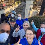 Vicky Seewaldt (front, right) with her cleanup and salvage crew at her Altadena home after the fire. (Courtesy photo)