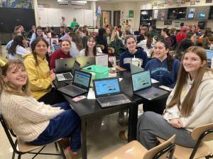 Photo courtesy MaryMargaret Welch
Mercer Island High School and Vashon High School students gather to review scholarship applications and select scholarship recipients.