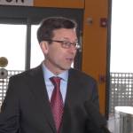 Governor Bob Ferguson speaks on March 6 at Colman Dock in Seattle. (TVW.org screenshot)