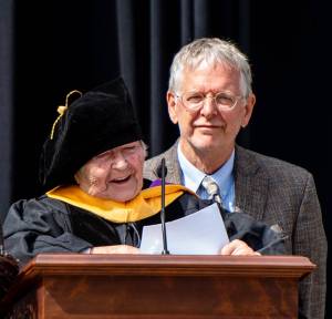 College of Idaho Photo

In 2022, Marie Osborn was joined by her son, John, as she received an honorary doctorate from the College of
Idaho for her contributions to rural healthcare, emergency medicine, and medical education.
