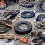 Cleaning up rogue tires like these found on Vashons beaches is the mission of Rotarys upcoming Epic Day of Service. (Courtesy photo collage)