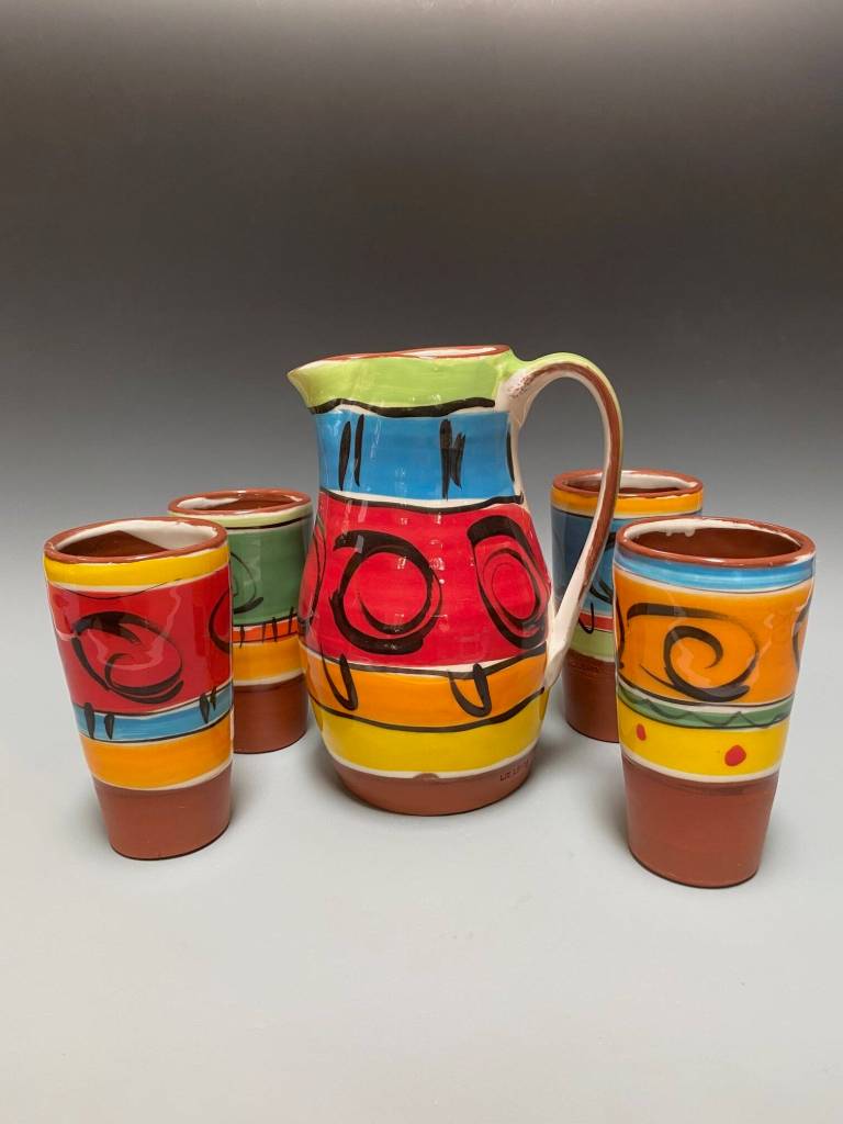 Tumblers and a pitcher by island potter Liz Lewis will be raffled off to anyone who purchases a work by the potter on April 4, at Vashon Made. (Courtesy photo)