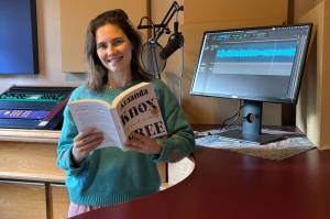 Amanda Knox during recording of the audiobook version of FREE: My Search for Meaning. (Courtesy photo)