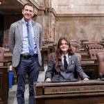 Page Beni Mullen, of McMurray Middle School, is pictured here with state Rep. Joe Fitzgibbon on March 18. (Washington State Legislative Support Services photo)