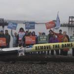 Gabriel Newtons paddle was launched on May 24, from Pioneer Square Habitat Beach. On the misty morning of March 25, after an overnight stay on Vashon, Newton continued on his journey from Tahlequah Beach. (Britt Freda photo)