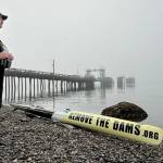 On the foggy morning of March 25, after an overnight stay on Vashon, Gabriel Newton continued on his journey to Olympia from the beach at Tahlequah. (Britt Freda photo)
