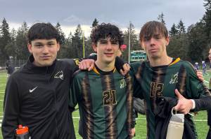 From left to right: Vashon pirates Evanan Shrestha, Ryland Knodt and Mason Haynes. (Courtesy photo)