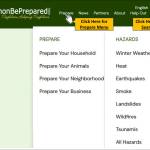 Have a preparedness question? Start with the Prepare menu on the new VashonBePrepared.org home page. Clicking or hovering will pull down a comprehensive list of articles and checklists. Go deeper into a topic by clicking on the magnifying glass to search. For example, type in the word smoke and youll get a clickable list of pages on wildfire smoke. Note: Your desktop computer screen, tablet, or phone may not look exactly like this image. Depending on your browser and device, the Prepare menu and search function might be available at the top or bottom of the home page. (Webpage screenshot)
