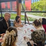 The cast of Reunited with the Heart Surgeon working with their director, Andy James, on their script. (Maarten Ribalet-Coesel photo)