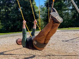 Tim Stapleton, seen here at Ober Park, is swinging into a new role as the executive director of the Vashon Park District. (Mari Kanagy photo)