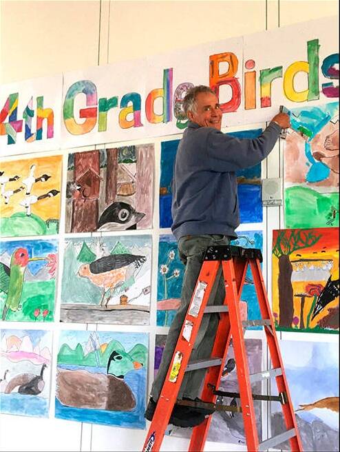 Bruce Morser has long lead a beloved residency, resulting in remarkable portraits of birds by 4th grade students. (Madeline Morser photo)
