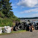 The culmination of a months efforts and the Epic Day of Service tire cleanup was 126 tires and lots of beach trash. (Courtesy photo)
