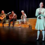Gretta Stimson (foreground), with (left to right) Kat Eggleston, Kenny Alton and Susan Lewis, in I Cant Go Home, by Jennifer Dice  one of five new short plays being presented by Drama Dock. (Steven Sterne photo)