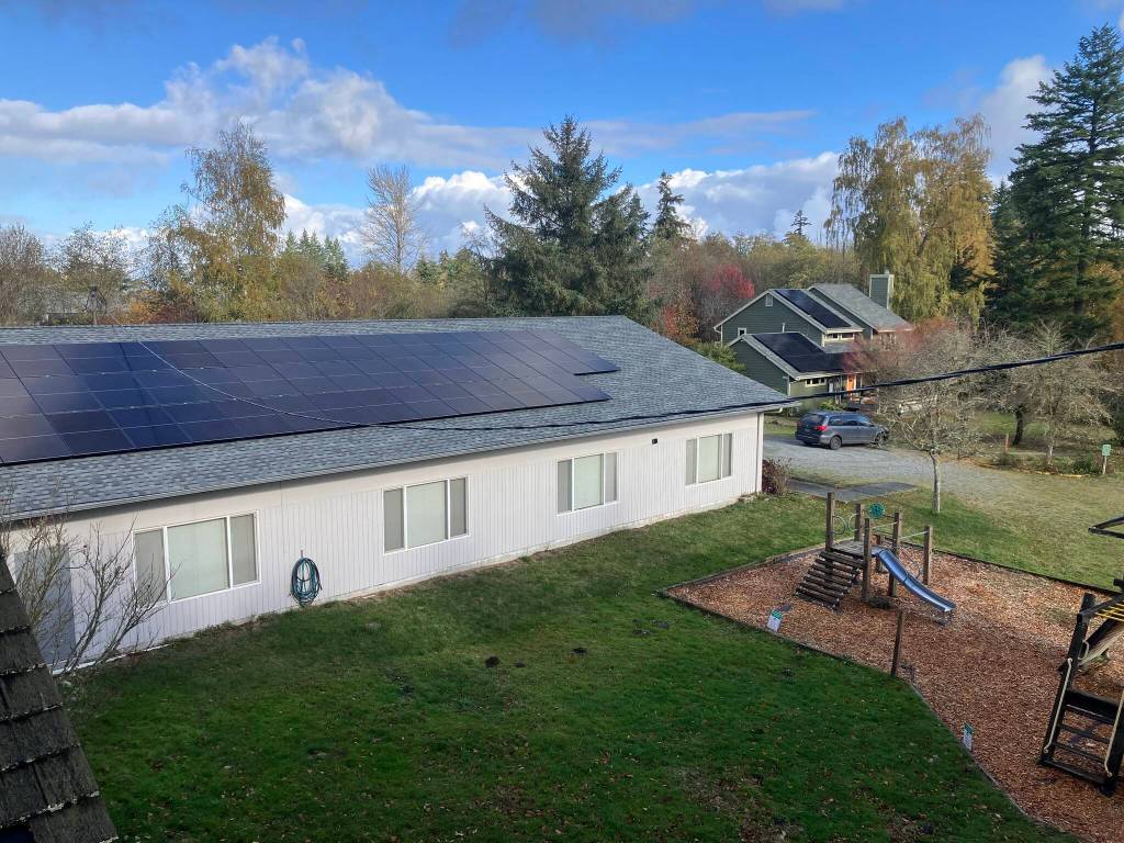 Solar panels cover the Education Building at the United Methodist Church. (Photo courtesy Eric Walker)