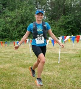 Rebecca Brookes finishes the 2024 Vashon Ultramarathon 50k race. She plans to return to compete in 2025. (Courtesy photo)