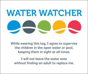 Its easy to lose track of who has agreed to keep a constant watch on the kids while they are in the water at the pool, beach, or lake. Make it crystal clear who has the job by having the designated watcher wear this Water Watcher card. To maintain a constant watch on the kids, the designated watcher cant stand down unless they have passed the card to some other responsible adult. You can download it at tinyurl.com/WaterWatcherCard.