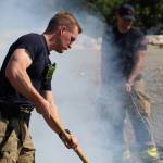 Vashon Island Fire & Rescue crews extinguish a small beach fire during the countys burn ban on the morning of Aug. 3, 2024. (Alex Bruell photo)