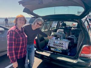 Ron Radzais cats arrive at the Fauntleroy Dock, bound for Vashon. (Courtesy photo)
