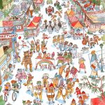 This massive cartoon by island artist Michelle Lassaline depicts an island in celebration  specifically the scene that takes over Vashon Town every year (and this weekend) as thousands upon thousands celebrate Strawberry Festival.