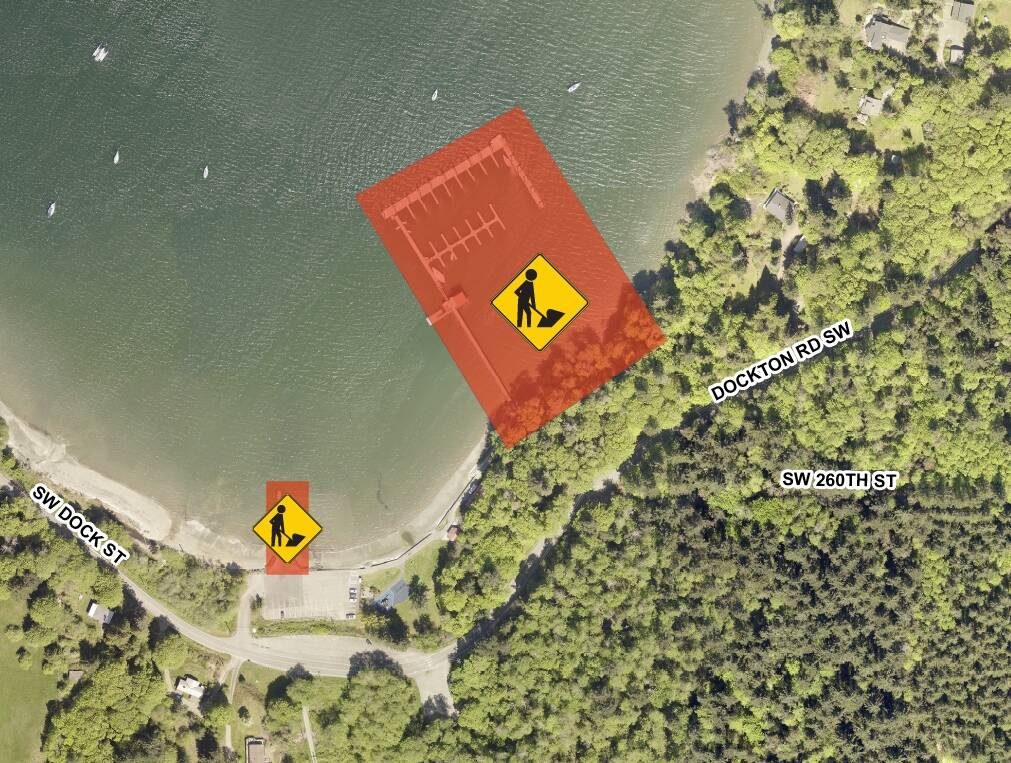 This graphic shows the area of closure at Dockton Marina. (King County Photo)