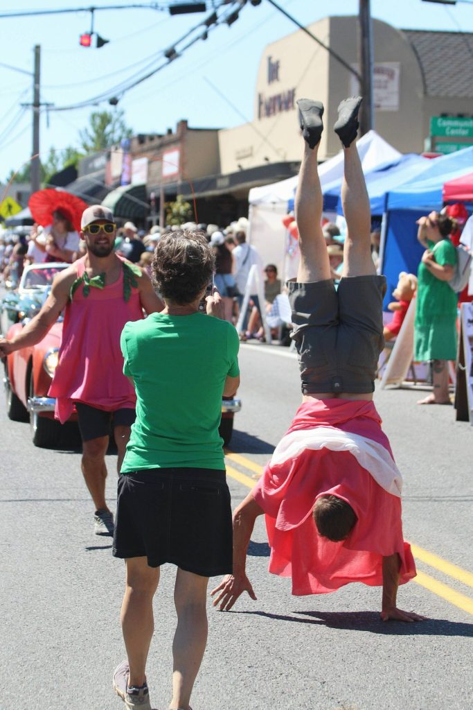 A parade member takes a stand during the 2024 Strawberry Festival. (Alex Bruell photo)