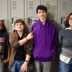 (Left to right) Christina Larrymore, Parker Persinger, Levi Cobb and Leilani Lanphear, during the shoot of Pizza Purge at McMurray Middle School. (Hazel Cobb Photo)